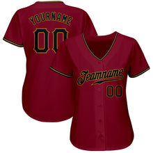 Laden Sie das Bild in den Galerie-Viewer, Custom Crimson Black-Old Gold Authentic Baseball Jersey