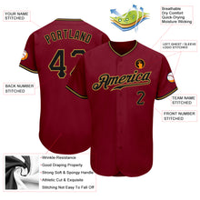 Laden Sie das Bild in den Galerie-Viewer, Custom Crimson Black-Old Gold Authentic Baseball Jersey