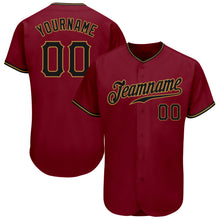 Laden Sie das Bild in den Galerie-Viewer, Custom Crimson Black-Old Gold Authentic Baseball Jersey