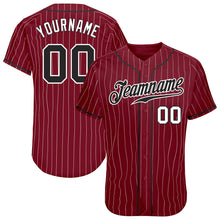 Charger l'image dans la galerie, Custom Crimson White Pinstripe Black-White Authentic Baseball Jersey