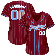 Charger l'image dans la galerie, Custom Crimson White Pinstripe Light Blue-White Authentic Baseball Jersey