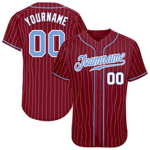 Charger l'image dans la galerie, Custom Crimson White Pinstripe Light Blue-White Authentic Baseball Jersey