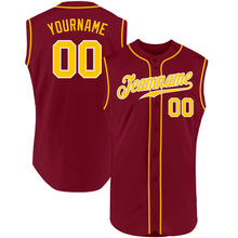 Загрузить изображение в средство просмотра галереи, Custom Crimson Gold-White Authentic Sleeveless Baseball Jersey