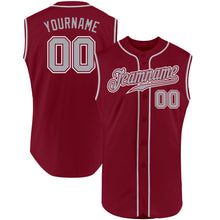 Load image into Gallery viewer, Custom Crimson Gray-White Authentic Sleeveless Baseball Jersey