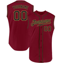 Загрузить изображение в средство просмотра галереи, Custom Crimson Black-Old Gold Authentic Sleeveless Baseball Jersey