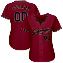 Загрузить изображение в средство просмотра галереи, Custom Crimson Navy-Old Gold Authentic Baseball Jersey