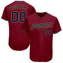 Загрузить изображение в средство просмотра галереи, Custom Crimson Navy-Old Gold Authentic Baseball Jersey