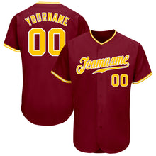 Загрузить изображение в средство просмотра галереи, Custom Crimson Gold-White Authentic Baseball Jersey