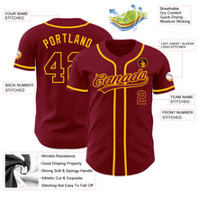 Laden Sie das Bild in den Galerie-Viewer, Custom Crimson Crimson-Gold Authentic Baseball Jersey