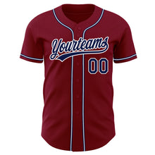 Load image into Gallery viewer, Custom Crimson Navy-White Authentic Baseball Jersey
