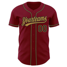 Laden Sie das Bild in den Galerie-Viewer, Custom Crimson Black-Old Gold Authentic Baseball Jersey