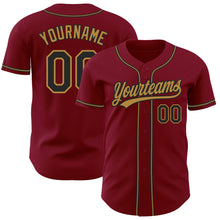 Laden Sie das Bild in den Galerie-Viewer, Custom Crimson Black-Old Gold Authentic Baseball Jersey