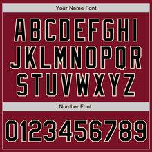 Laden Sie das Bild in den Galerie-Viewer, Custom Crimson Cream Pinstripe Black Authentic Baseball Jersey