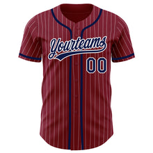 Загрузить изображение в средство просмотра галереи, Custom Crimson White Pinstripe Navy Authentic Baseball Jersey