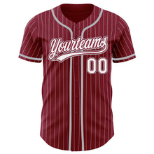 Загрузить изображение в средство просмотра галереи, Custom Crimson White Pinstripe Gray Authentic Baseball Jersey