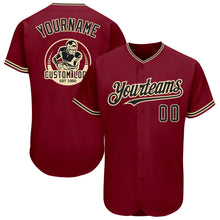 Load image into Gallery viewer, Custom Crimson Black-City Cream Authentic Baseball Jersey