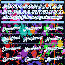 Laden Sie das Bild in den Galerie-Viewer, Custom Women's Graffiti Pattern White-Light Blue Splashes 3D V-Neck Cropped Baseball Jersey