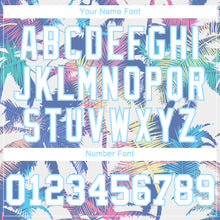 Загрузить изображение в средство просмотра галереи, Custom Women's White White-Light Blue Hawaii Palm Trees 3D V-Neck Cropped Baseball Jersey