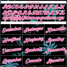 Laden Sie das Bild in den Galerie-Viewer, Custom Women's Black Pink-White Hawaii Palm Trees 3D V-Neck Cropped Baseball Jersey