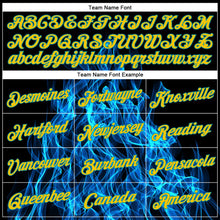 Laden Sie das Bild in den Galerie-Viewer, Custom Women's Black Gold-Aqua Flame 3D V-Neck Cropped Baseball Jersey