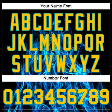 Laden Sie das Bild in den Galerie-Viewer, Custom Women's Black Gold-Aqua Flame 3D V-Neck Cropped Baseball Jersey