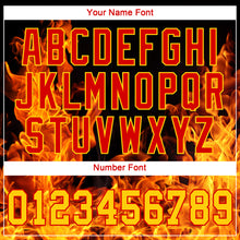 Laden Sie das Bild in den Galerie-Viewer, Custom Women's Black Gold-Red Flame 3D V-Neck Cropped Baseball Jersey