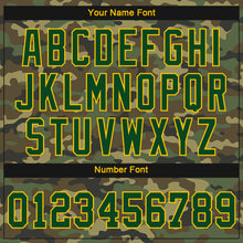 Laden Sie das Bild in den Galerie-Viewer, Custom Women's Camo Green-Gold Salute To Service V-Neck Cropped Baseball Jersey