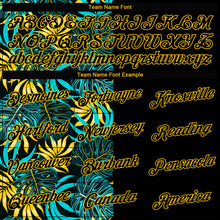 Load image into Gallery viewer, Custom Women's Black Black-Gold Tropical Palm Leaves 3D V-Neck Cropped Baseball Jersey