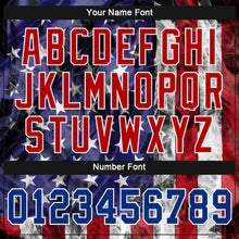 Laden Sie das Bild in den Galerie-Viewer, Custom Women's White Royal-Red American Flag Fashion 3D V-Neck Cropped Baseball Jersey