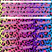 Загрузить изображение в средство просмотра галереи, Custom Women's Purple Pink-Light Blue Leopard 3D V-Neck Cropped Baseball Jersey