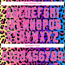 Загрузить изображение в средство просмотра галереи, Custom Women's Purple Pink-Light Blue Leopard 3D V-Neck Cropped Baseball Jersey