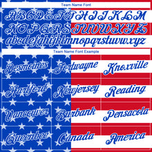 Загрузить изображение в средство просмотра галереи, Custom Women's Royal White-Red American Flag Fashion 3D V-Neck Cropped Baseball Jersey