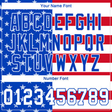 Загрузить изображение в средство просмотра галереи, Custom Women's Royal White-Red American Flag Fashion 3D V-Neck Cropped Baseball Jersey