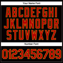 Load image into Gallery viewer, Custom Women's Black Red-Gold V-Neck Cropped Baseball Jersey