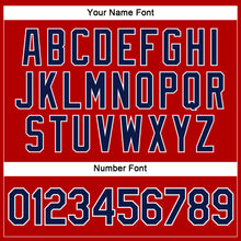 Load image into Gallery viewer, Custom Women's Red Navy-White V-Neck Cropped Baseball Jersey