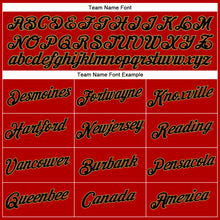 Загрузить изображение в средство просмотра галереи, Custom Women's Red Black-Old Gold V-Neck Cropped Baseball Jersey