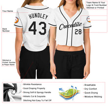 Загрузить изображение в средство просмотра галереи, Custom Women's White Black V-Neck Cropped Baseball Jersey