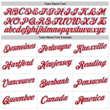 Load image into Gallery viewer, Custom Women's White Light Blue-Red V-Neck Cropped Baseball Jersey