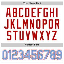 Load image into Gallery viewer, Custom Women's White Light Blue-Red V-Neck Cropped Baseball Jersey