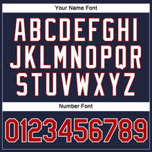 Laden Sie das Bild in den Galerie-Viewer, Custom Women's Navy Red-White V-Neck Cropped Baseball Jersey