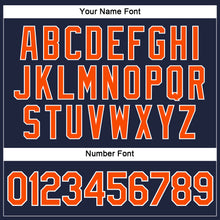 Загрузить изображение в средство просмотра галереи, Custom Women's Navy Orange-White V-Neck Cropped Baseball Jersey