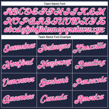 Загрузить изображение в средство просмотра галереи, Custom Women's Navy Pink-White V-Neck Cropped Baseball Jersey