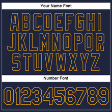 Загрузить изображение в средство просмотра галереи, Custom Women's Navy Navy-Gold V-Neck Cropped Baseball Jersey