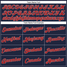 Загрузить изображение в средство просмотра галереи, Custom Women's Navy Red-Gray V-Neck Cropped Baseball Jersey