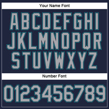 Загрузить изображение в средство просмотра галереи, Custom Women's Navy Gray-Aqua V-Neck Cropped Baseball Jersey