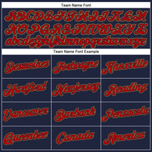 Laden Sie das Bild in den Galerie-Viewer, Custom Women's Navy Red-Old Gold V-Neck Cropped Baseball Jersey