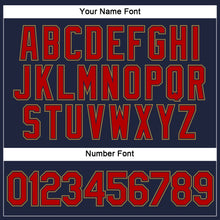 Laden Sie das Bild in den Galerie-Viewer, Custom Women's Navy Red-Old Gold V-Neck Cropped Baseball Jersey