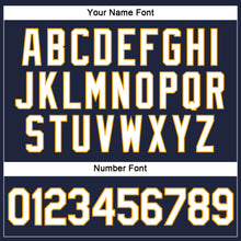 Загрузить изображение в средство просмотра галереи, Custom Women's Navy White-Gold V-Neck Cropped Baseball Jersey