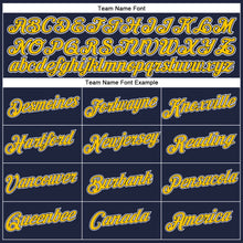 Загрузить изображение в средство просмотра галереи, Custom Women's Navy Gold-White V-Neck Cropped Baseball Jersey