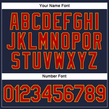 Загрузить изображение в средство просмотра галереи, Custom Women's Navy Red-Gold V-Neck Cropped Baseball Jersey